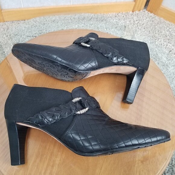 Black Leather Heeled Ankle Boots Brighton Roman Made in Brazil Square Toe Size 9 - Picture 3 of 13